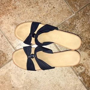 Navy wedge sandals
